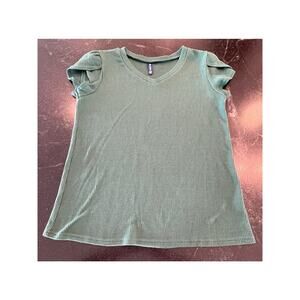 Iwollence Emerald green waffle weave short sleeve top Med